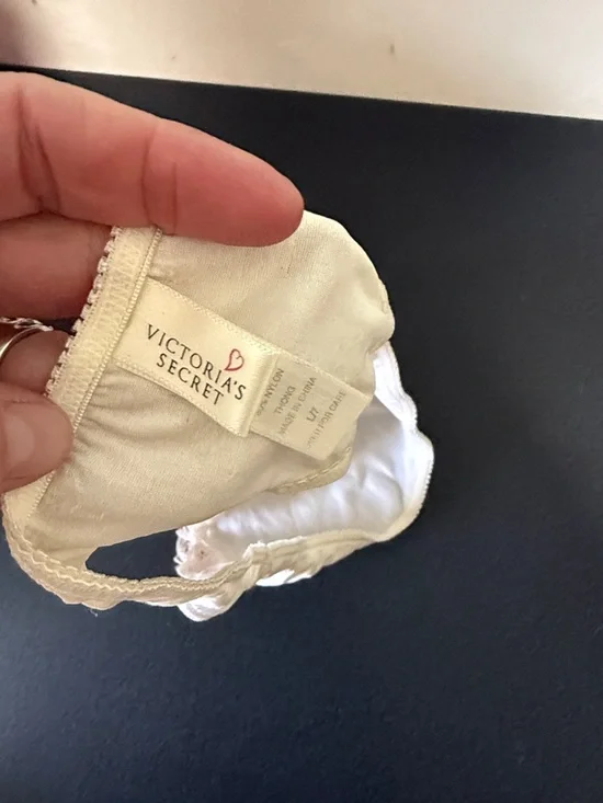 Victoria's Secret Cream Satin Thong with Lace Trim 1996 - Picture 2 of 3